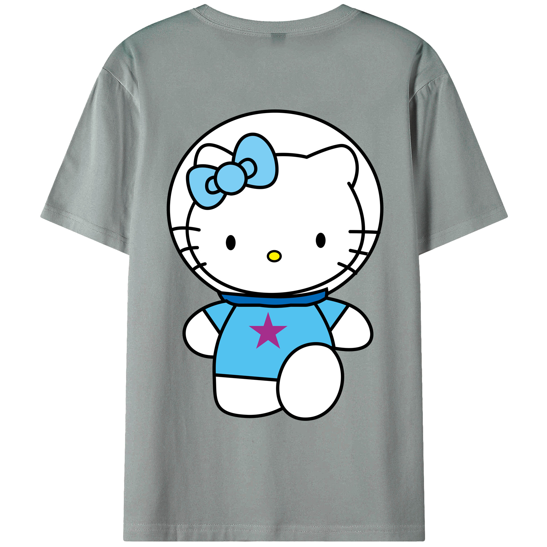 （画像用） Hello Kitty ハローキティ 綿100％ メンズ半袖Tシャツ（バックプリント） 通気性